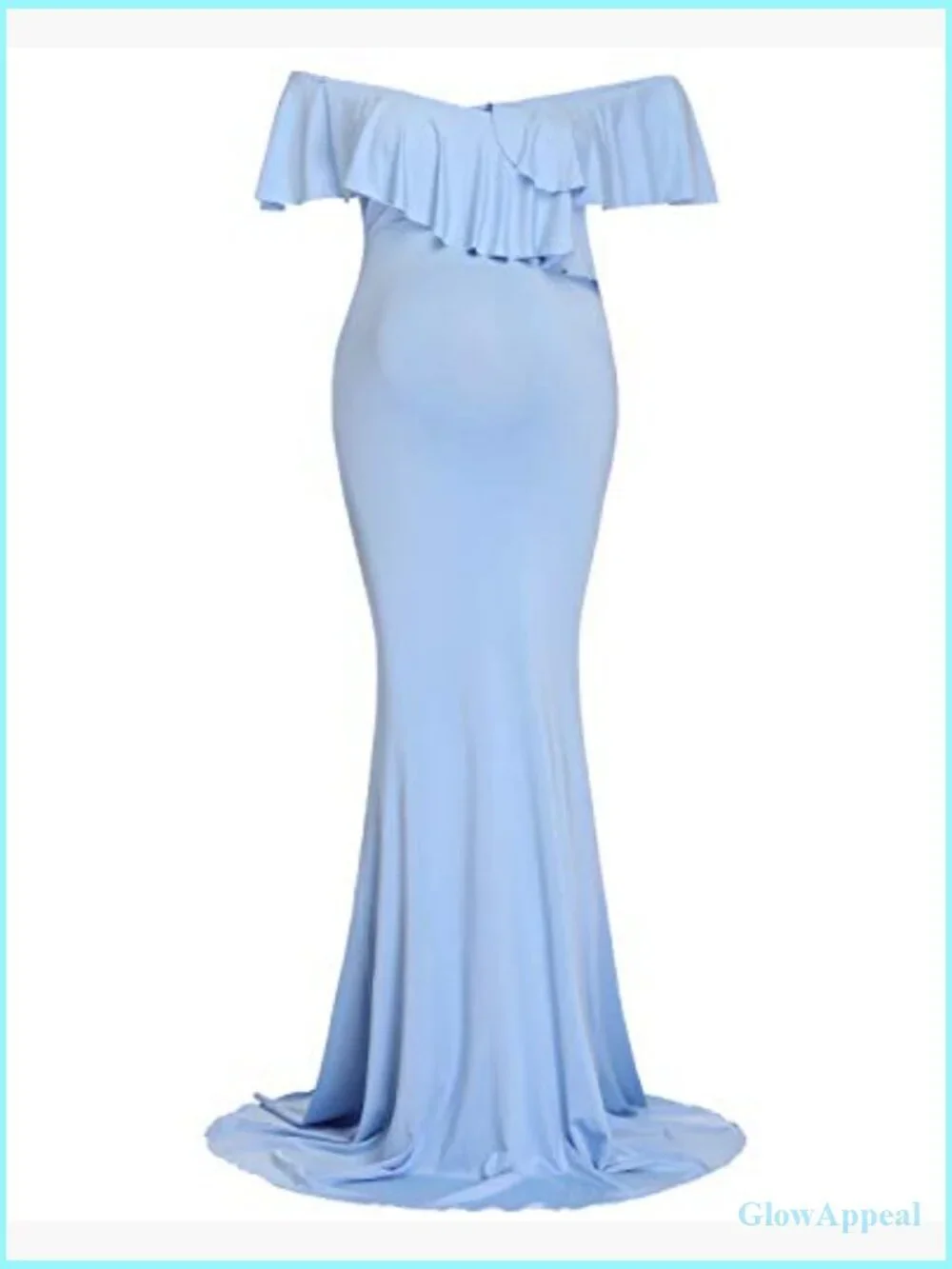 Maternity Maxi Dress Off Shoulder Ruffle Sleeves Stretchy Slim Gown for